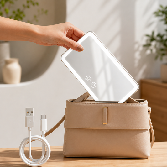 Hanglow Car Vanity Mirror With Lights Makeup Mirror with 3 Light Modes