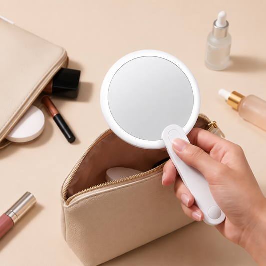 Hanglow Travel Mirror Travel Makeup Mirror Handheld Mirror with Light Vanity Light