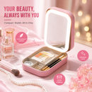 Hanglow LED Mirror Cosmetic Organizer With Case